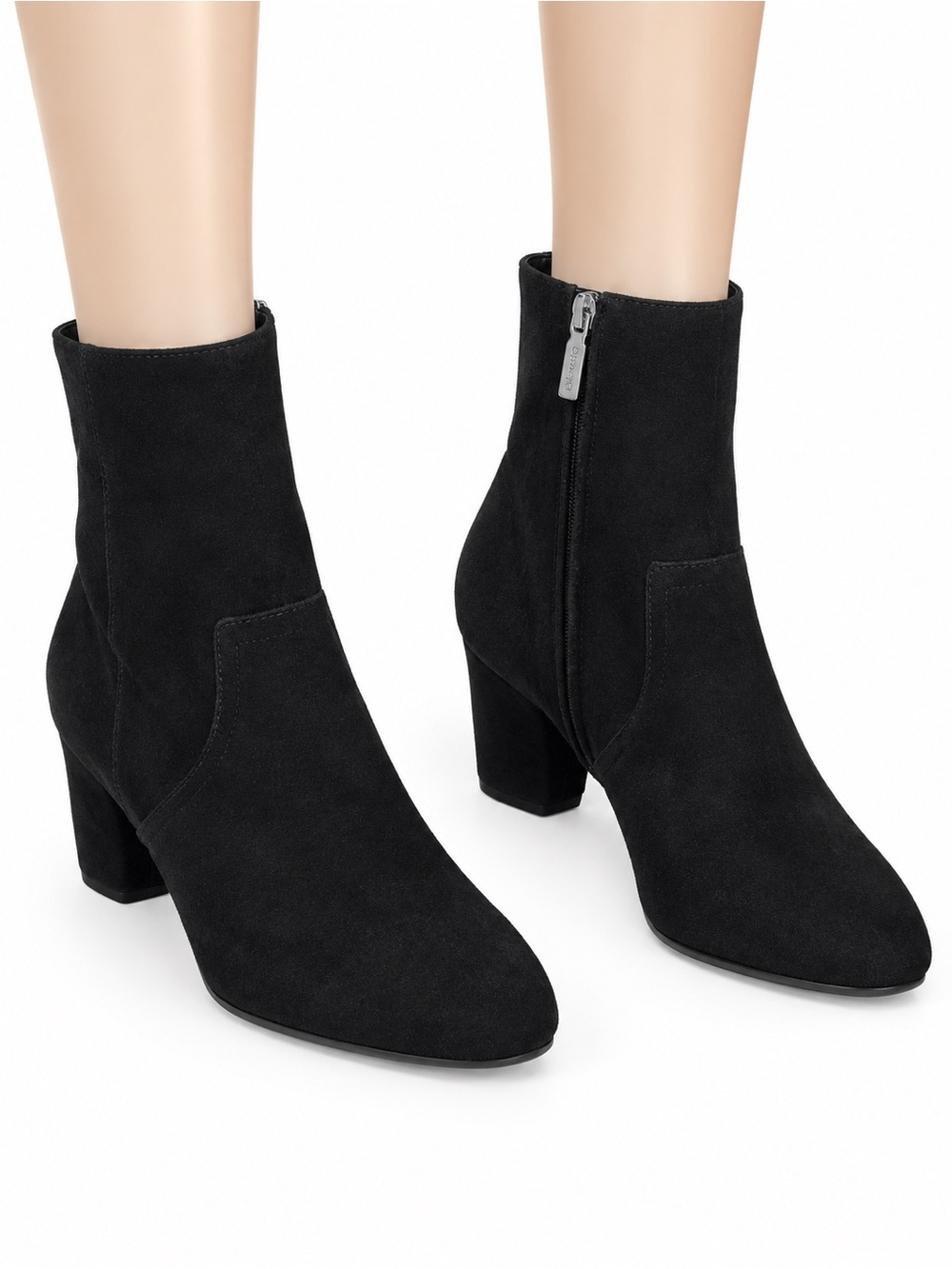 NWOT Blondo Black Suede Ankle Booties Block Heel  Zip Water Proof Boots